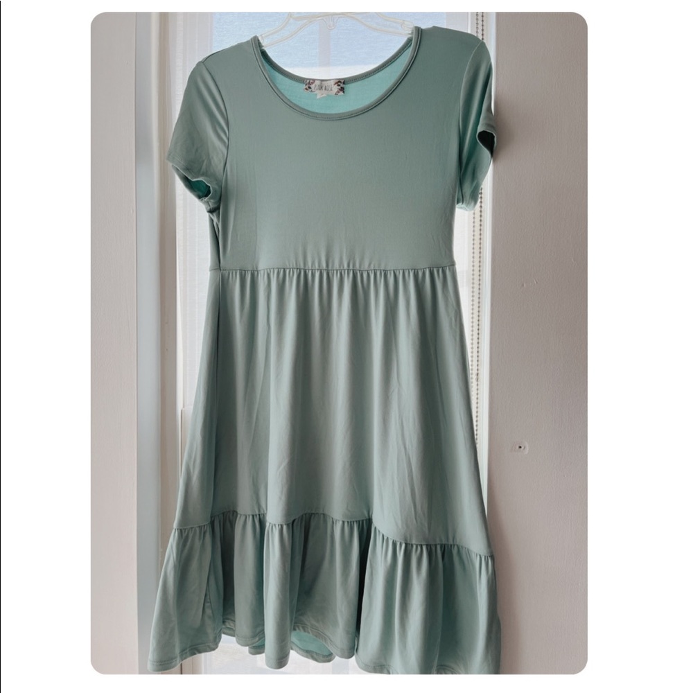 Pink Rose Teal Baby Doll Dress